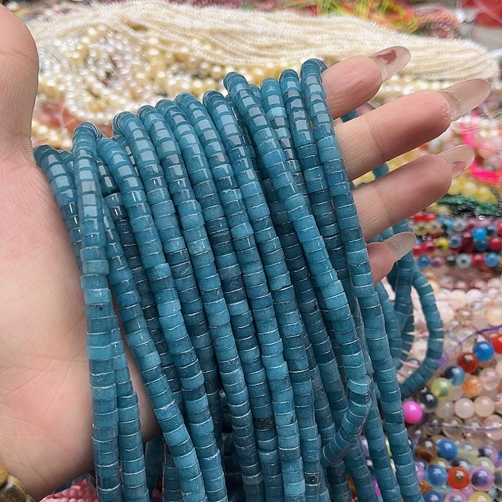 玛瑙/玉髓珠宝半成品未镶嵌一条6/3mm左右蓝磷辉直切