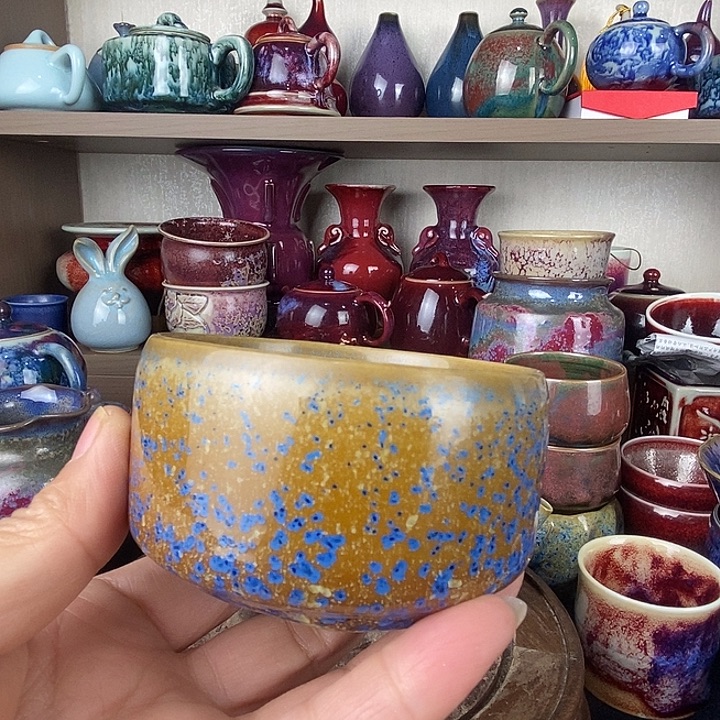 谢***E茶盏中国神后钧瓷茶具处理