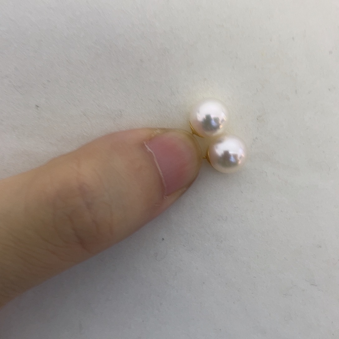海水珍珠耳饰18K金镶嵌8-8.5素钉