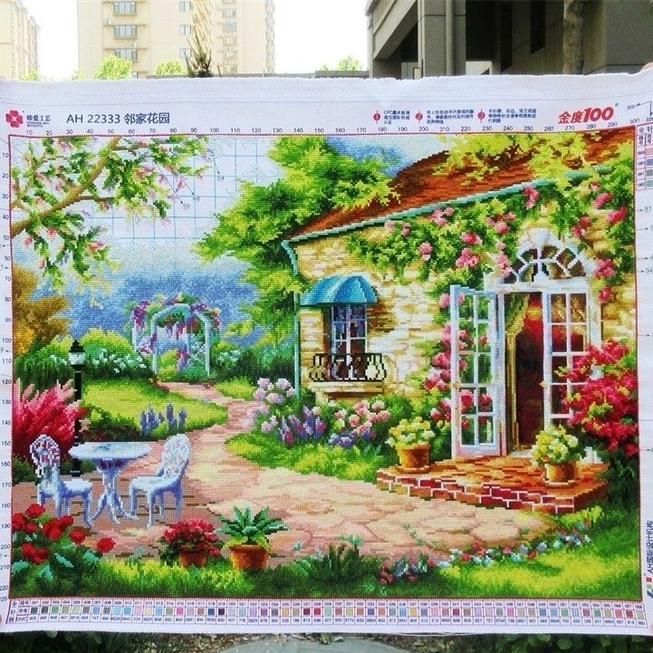 纯手工十字绣成品邻家花园