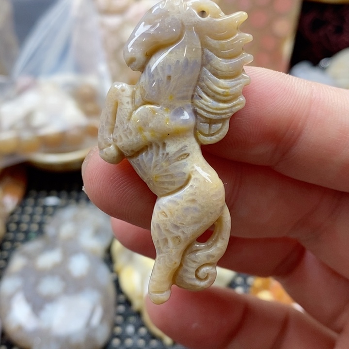 硅化珊瑚（珊瑚玉）颈饰未镶嵌