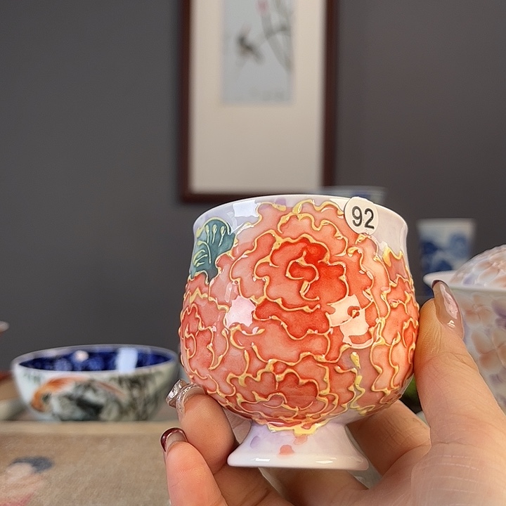 摆件景德柴烧茶杯多人