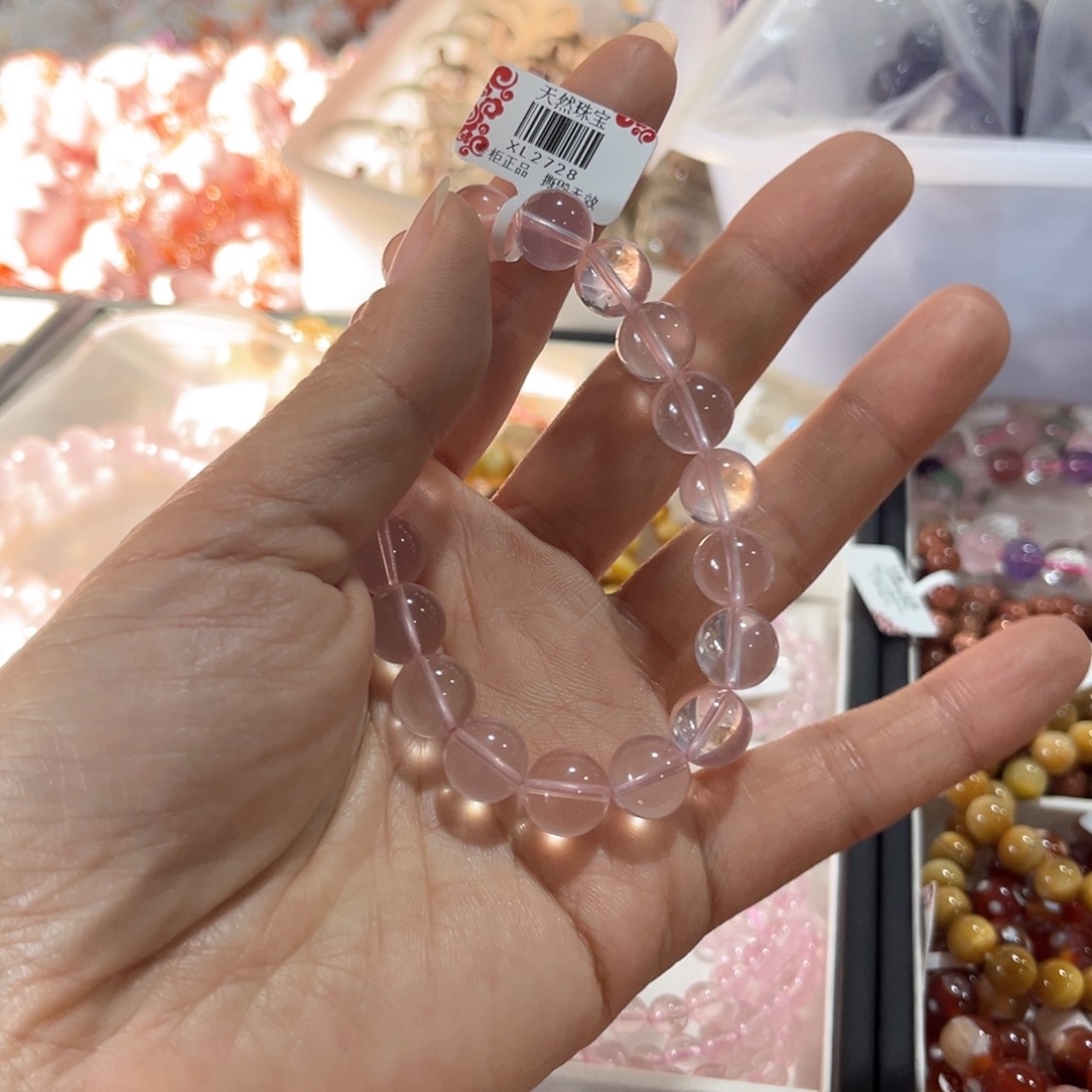 水晶手链未镶嵌粉水晶手串
