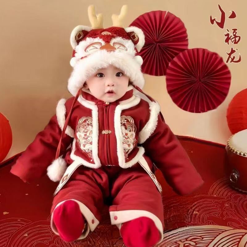 婴幼儿连体棉服冬季宝宝爬服加棉宝宝外出服