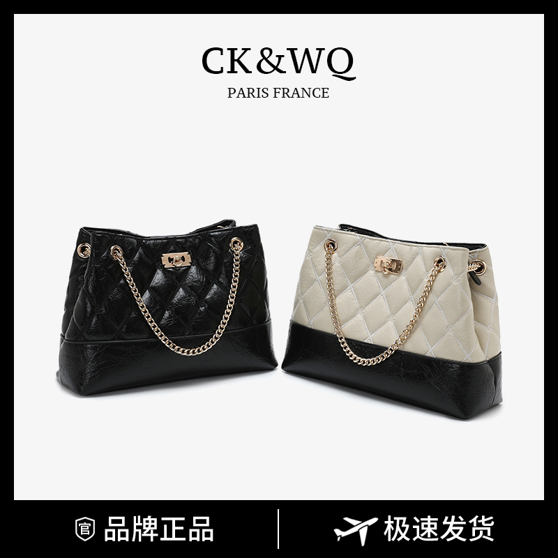 CK&WQ/2025秋冬新款 小香风菱时尚百搭格气质通勤单肩斜挎托特包