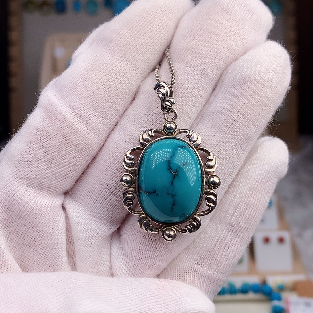 绿松石珠宝奇石银S925镶嵌