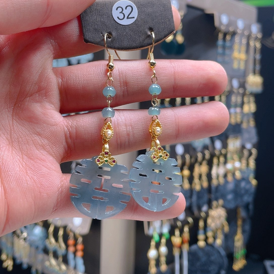 翡翠耳饰合金翡翠饰品