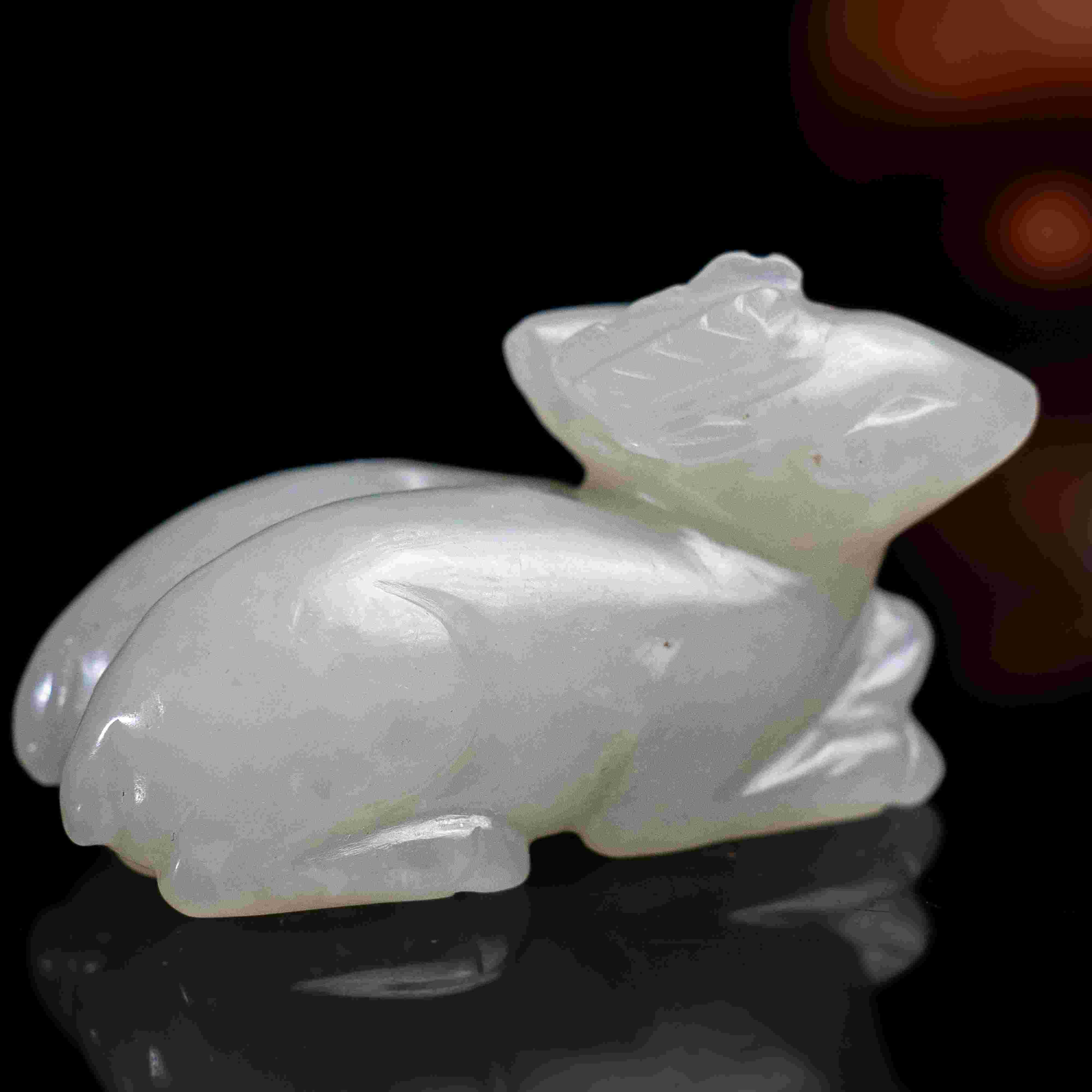 清代和田玉双鹿花件-NX