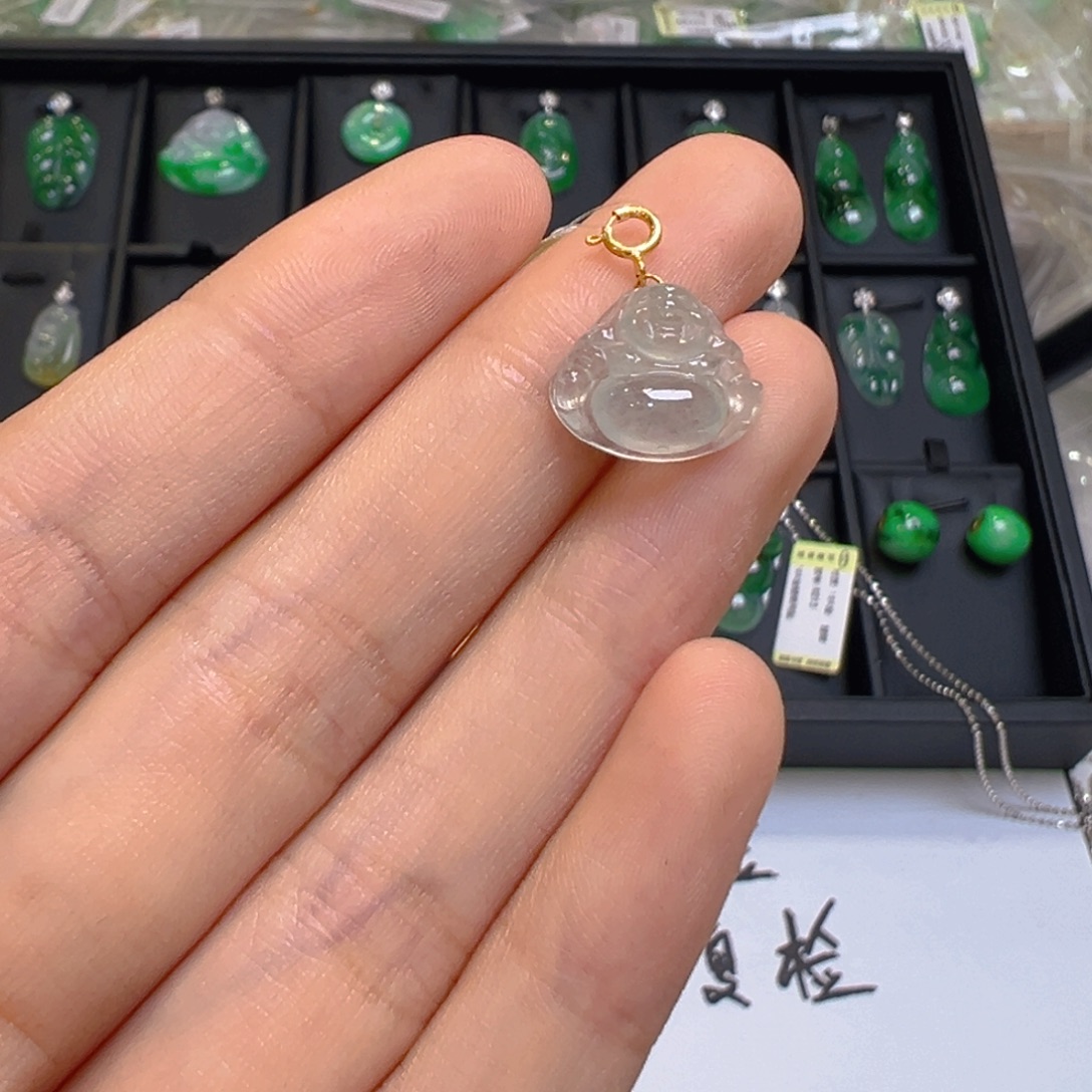 翡翠18K金镶嵌吊坠(不含链)