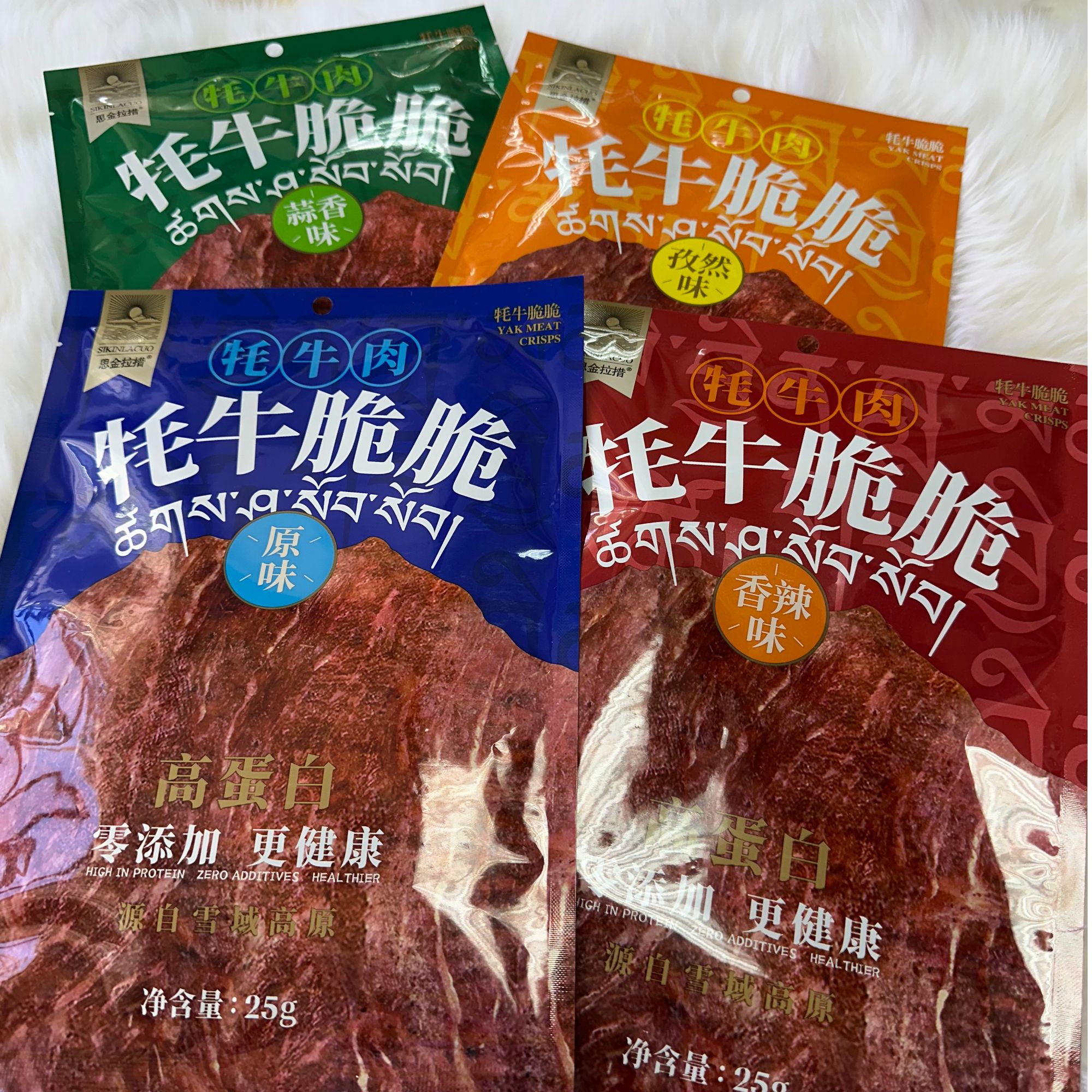 西藏牦牛脆脆精选牦牛肉片4袋组合