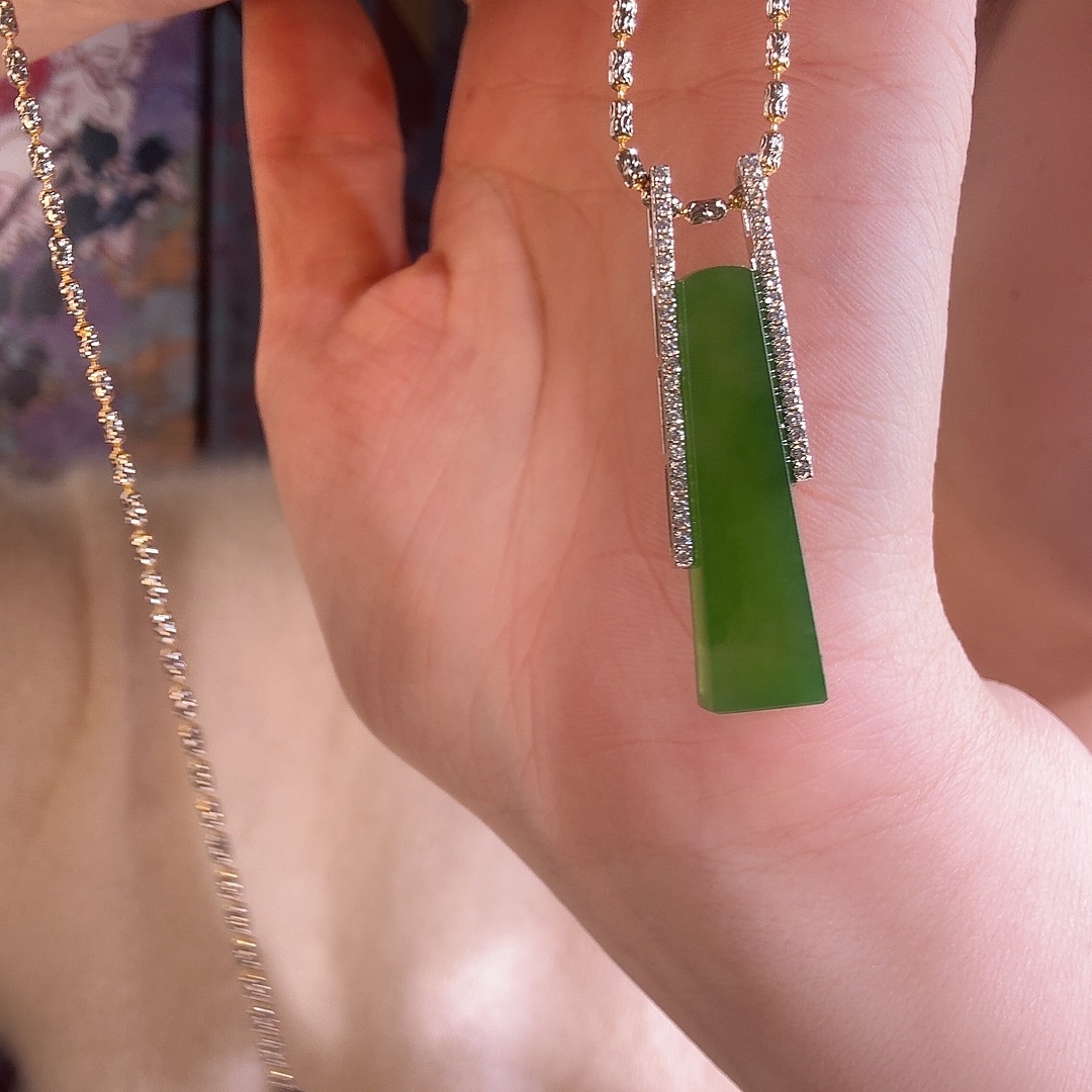 和田玉银S925镶嵌吊坠(不含链)