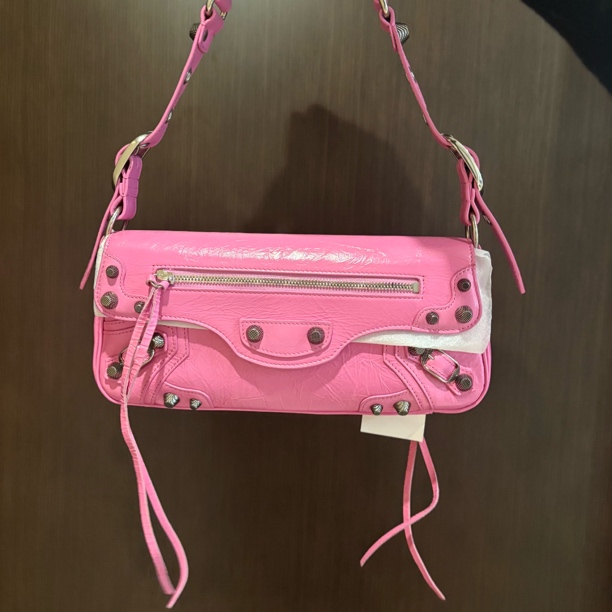 未使用 Balenciaga/巴黎世家 辣辣/超美so pink粉色机车单肩包