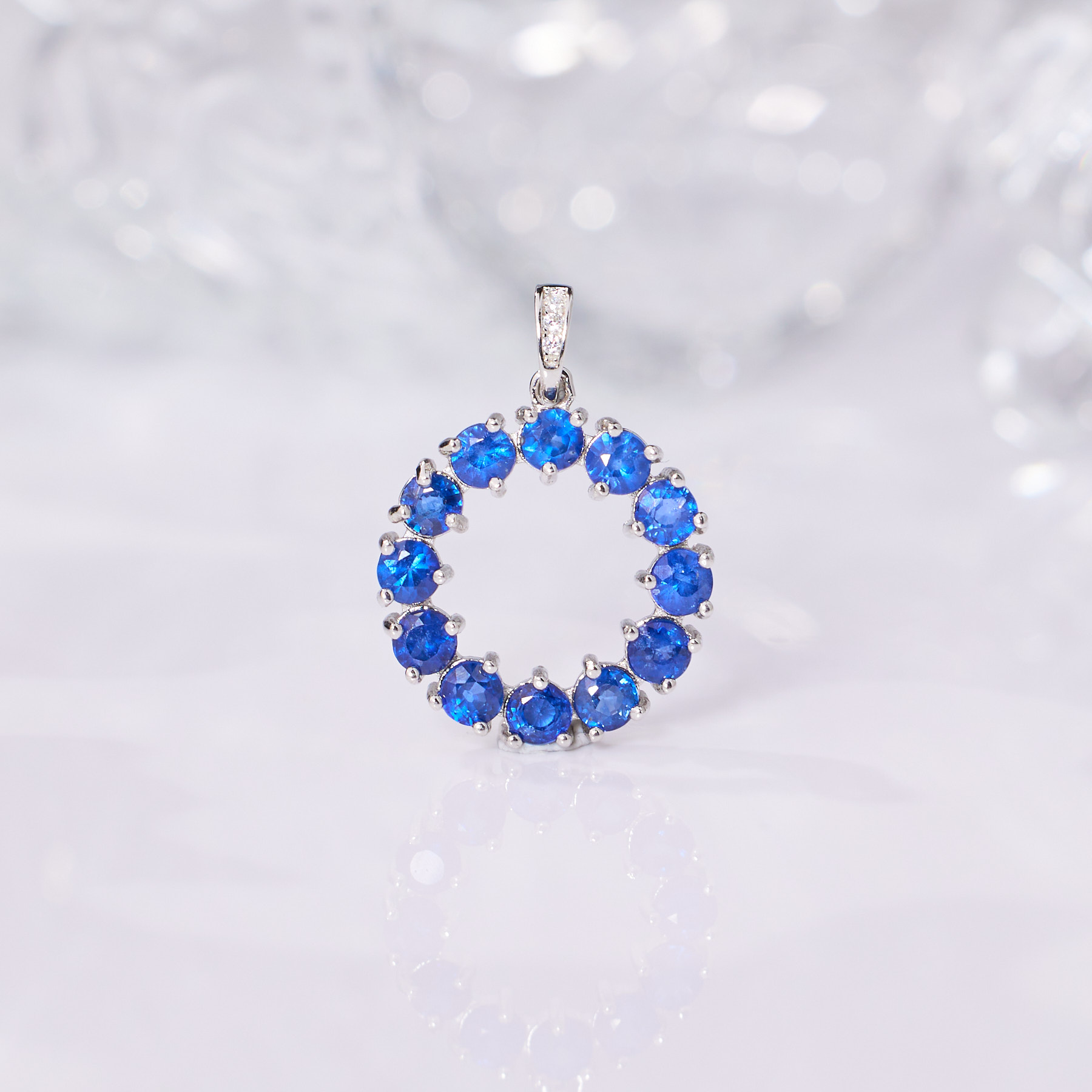 【九华山】蓝宝石吊坠*S925镶嵌E7639