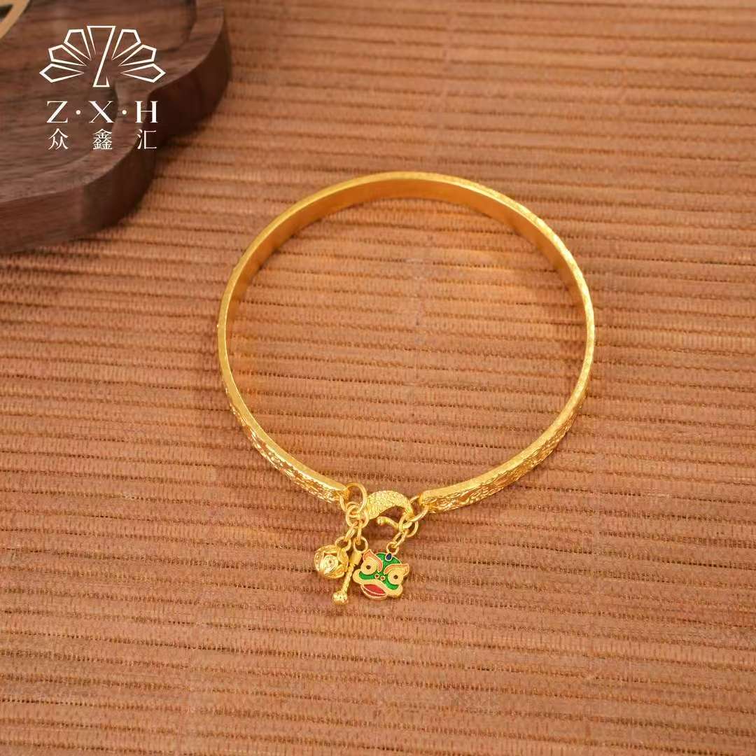 {众鑫汇}足金999 高工精品 多规格珐琅吉言手镯