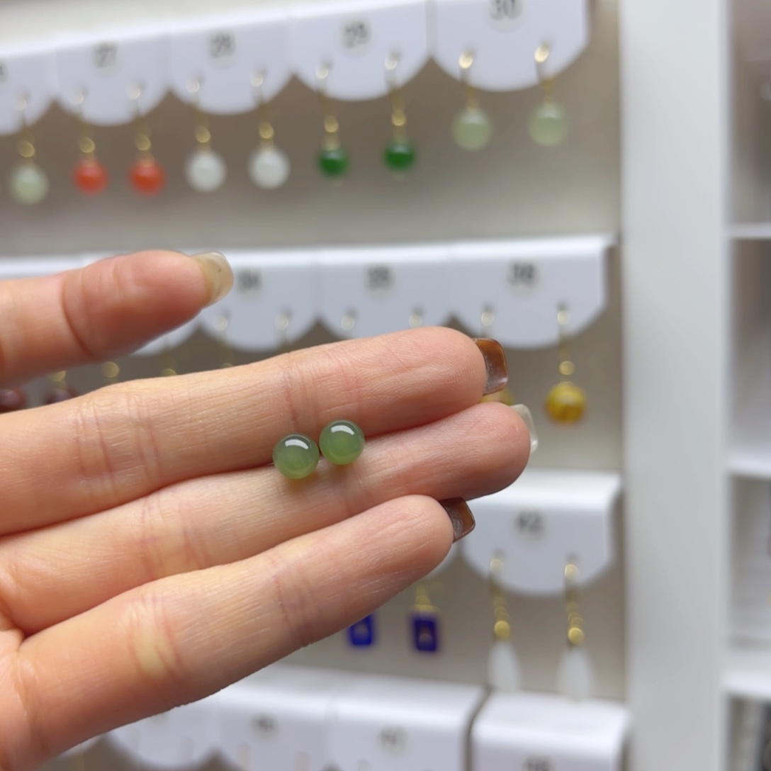 银S925镶嵌和田玉耳饰