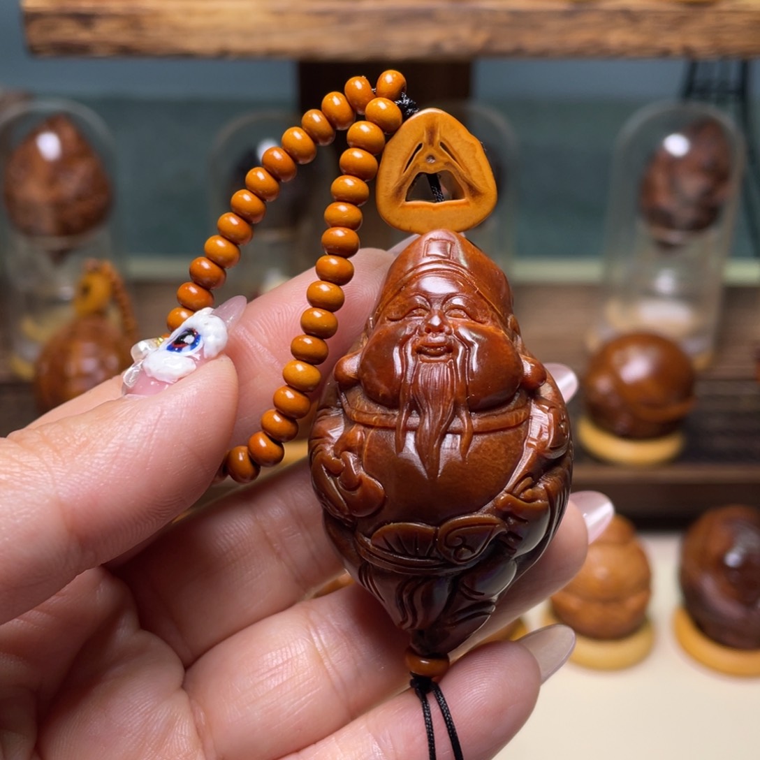 佛螺菩提吊坠玉华财神富贵脸链子一套