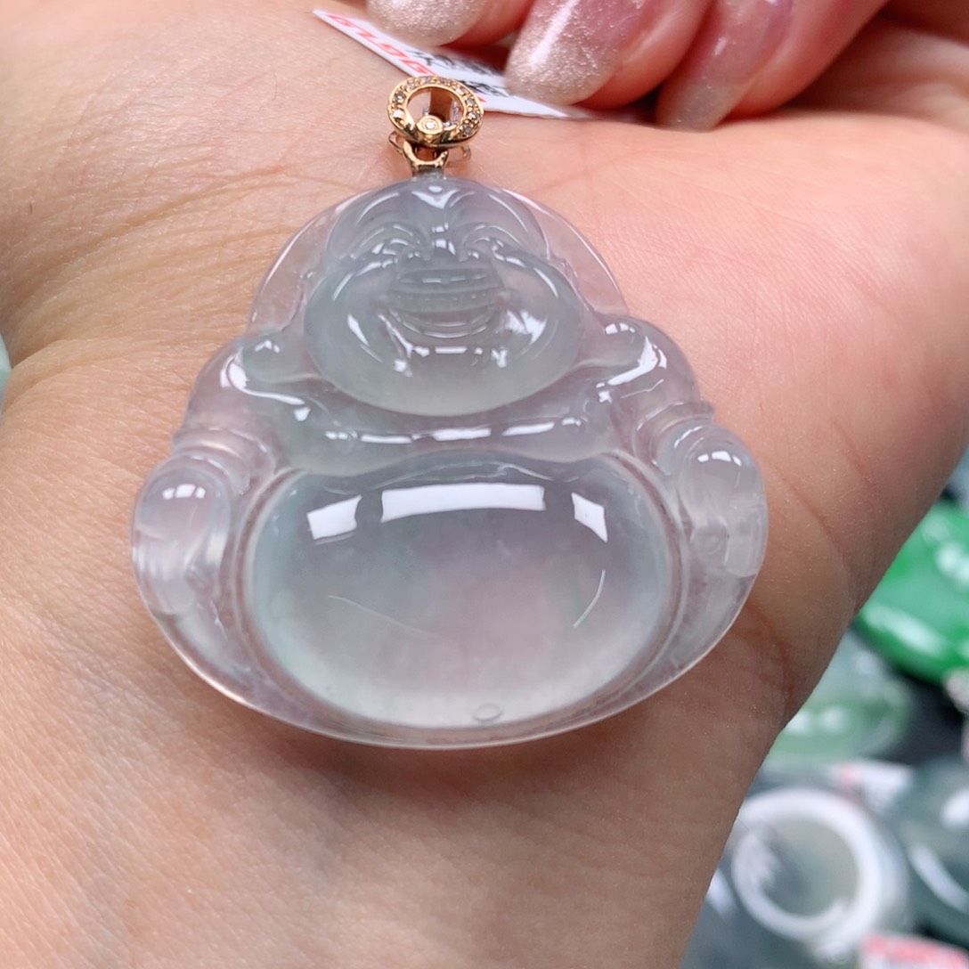 翡翠颈饰18K金镶嵌天然翡翠