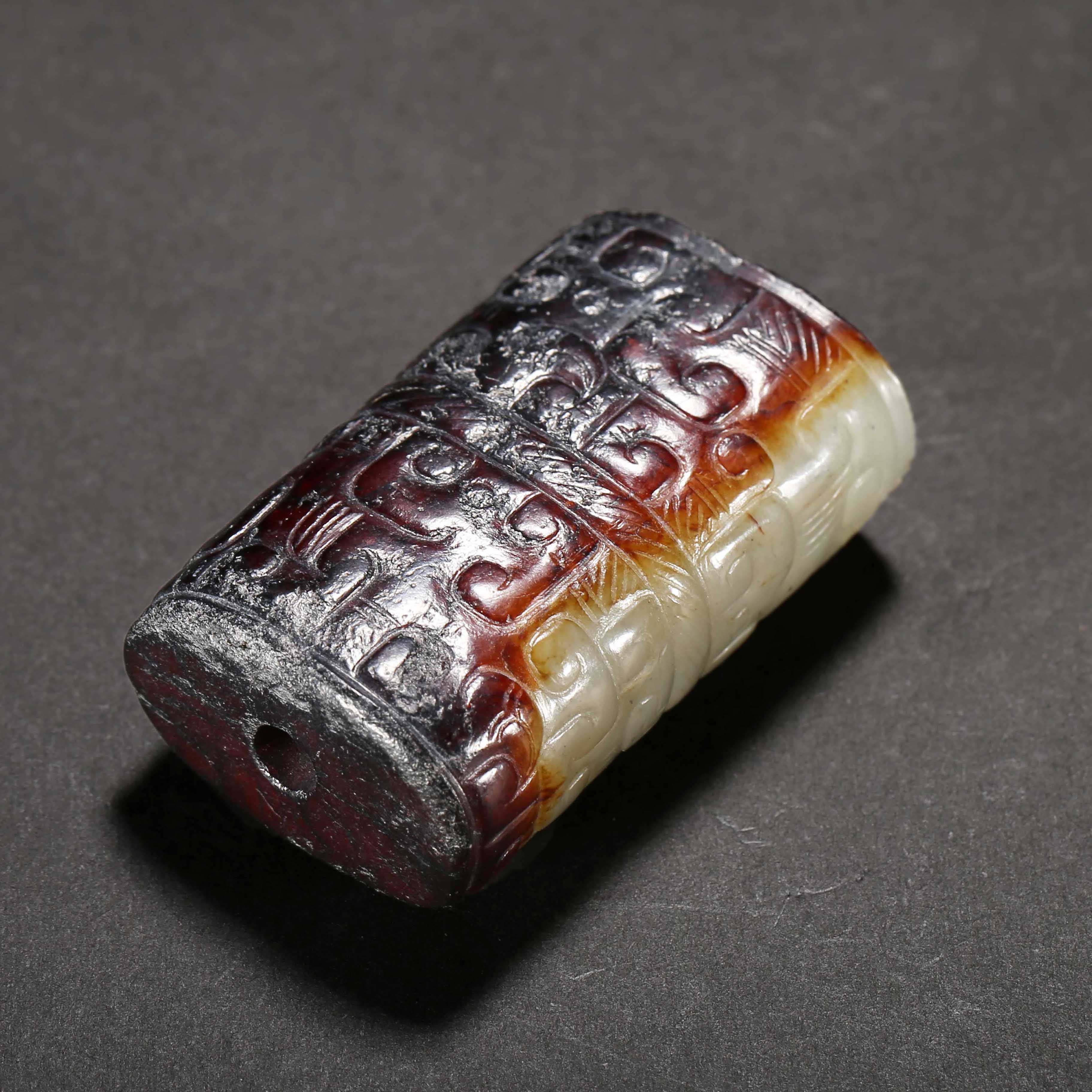 明代/白玉红沁卷云龙纹勒/JXZW25060613/收藏/【济文阁】