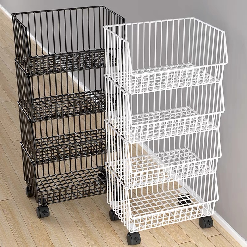 厨房蔬菜蓝架子置物架家用蔬菜水果放菜多层果蔬篮移动小推车