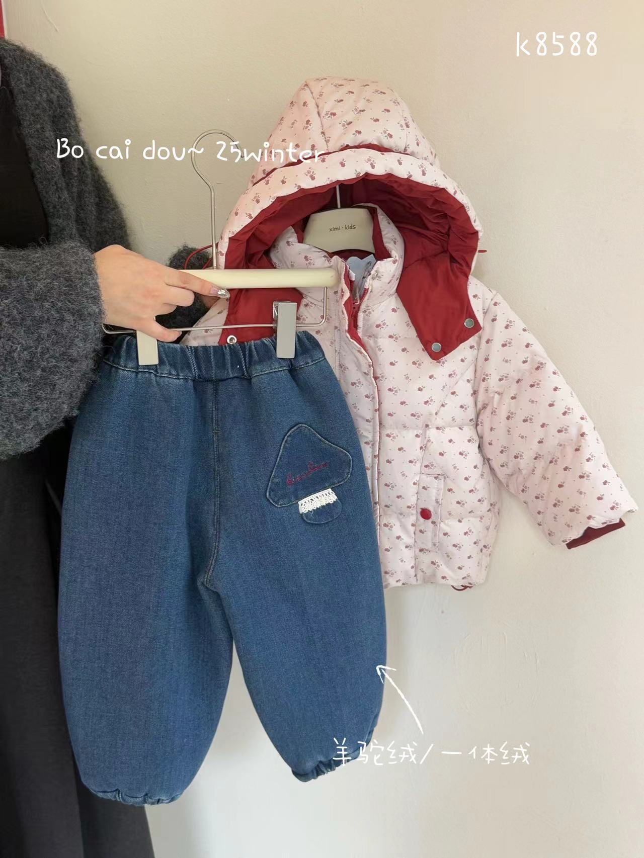 【现货】女童蓝色卡通800克羊驼绒牛仔裤（BCD-8588-冬A）汉服