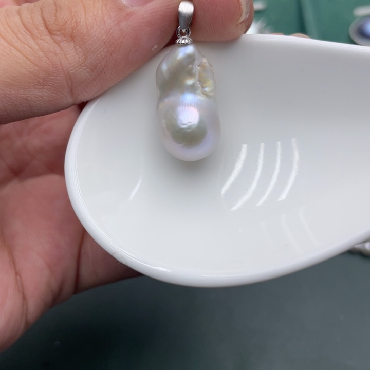 淡水珍珠吊坠(不含链)银S925镶嵌