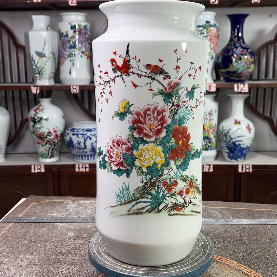 陶摆件景德镇陶瓷书牡丹