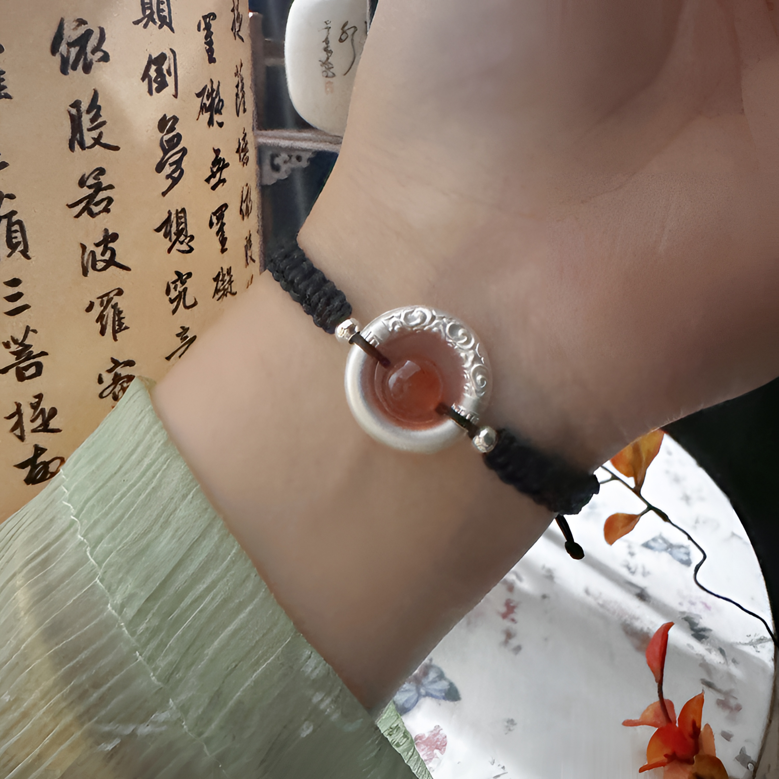 足银手链 999银相思豆平安扣手绳情侣转运护身符手链男女朋友礼物