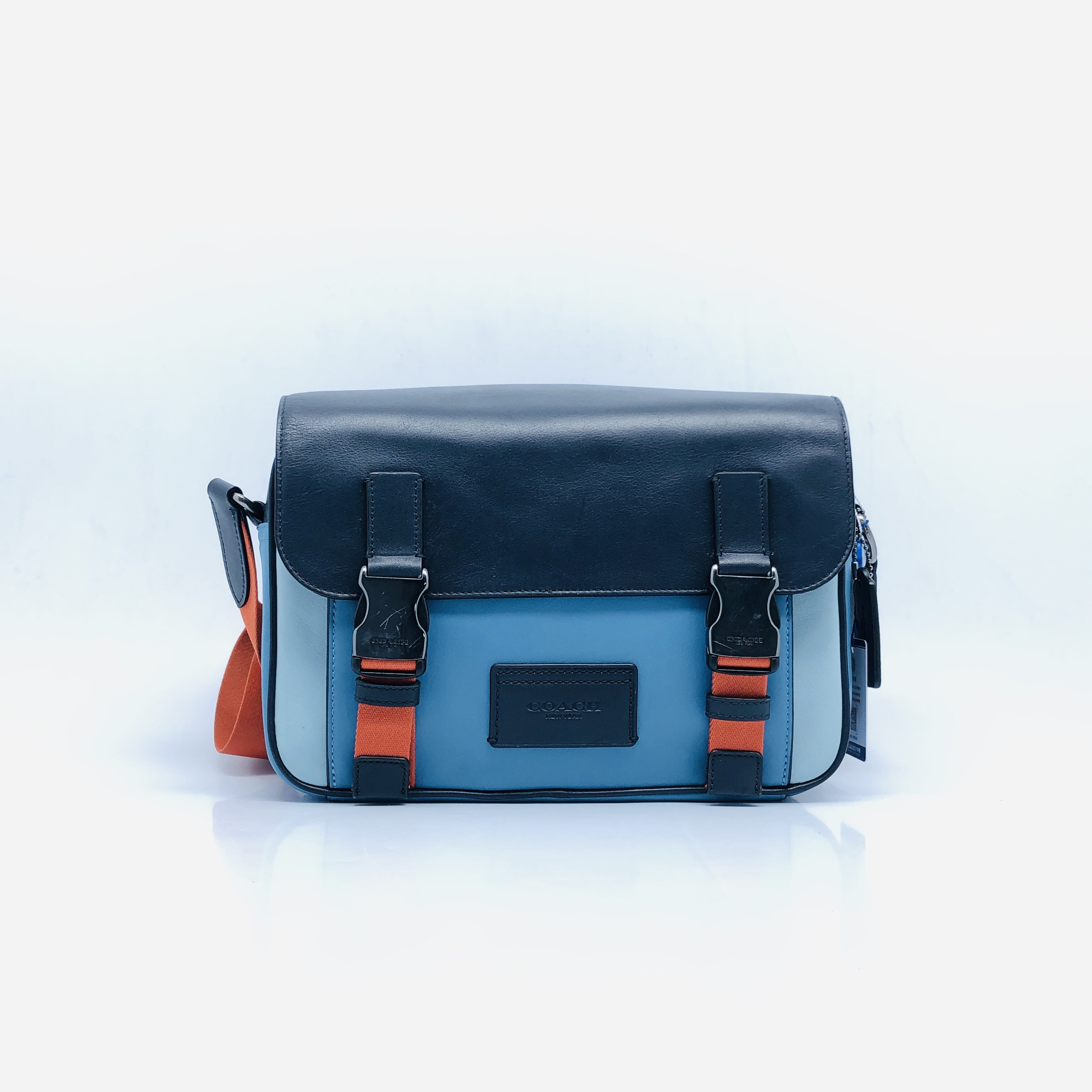 99新 COACH/蔻驰 拼色双扣邮差包/4410号98新