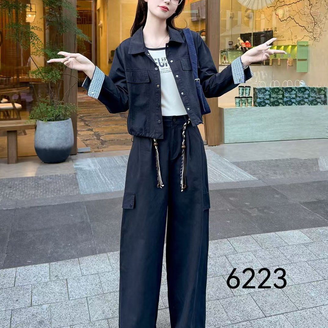 休闲工装套装时尚洋气减龄显瘦酷飒三件套