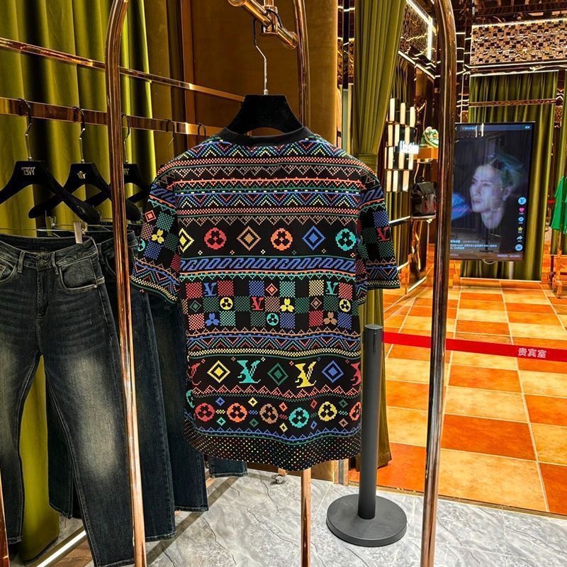 BW-宽松复古网红男士印花短袖夏季民族风T恤薄款K-50