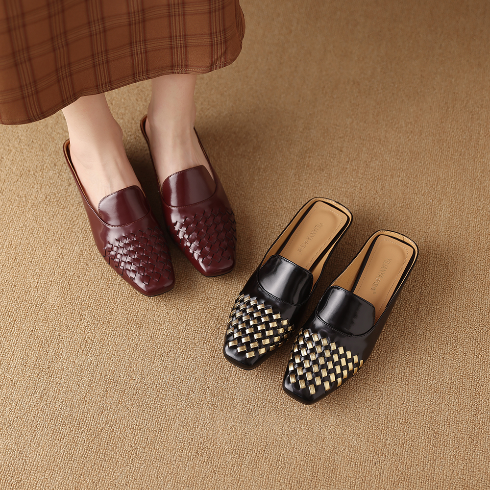 L255-3805春夏季新款拖鞋女粗跟中跟鞋方头半拖外穿时尚