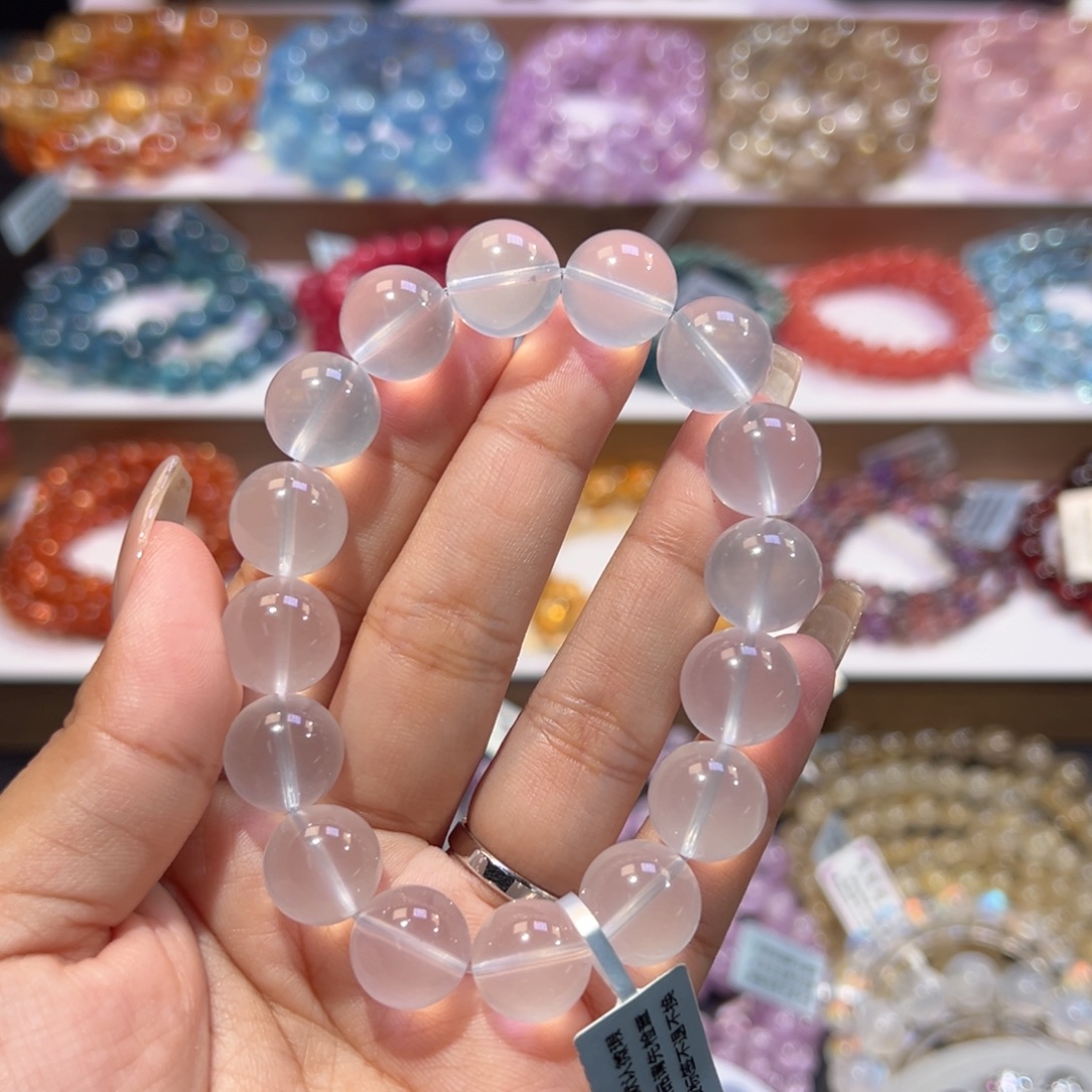 未镶嵌水晶手串天花板福利奶白晶13mm