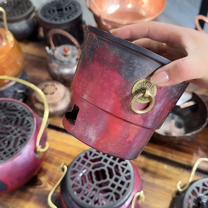 紫铜手工制作炭炉