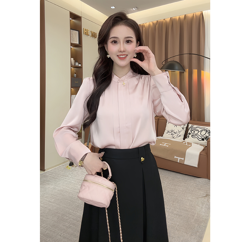 法式高级感长袖别致衬衫女2025春设计感小众宽松气质衬衣潮