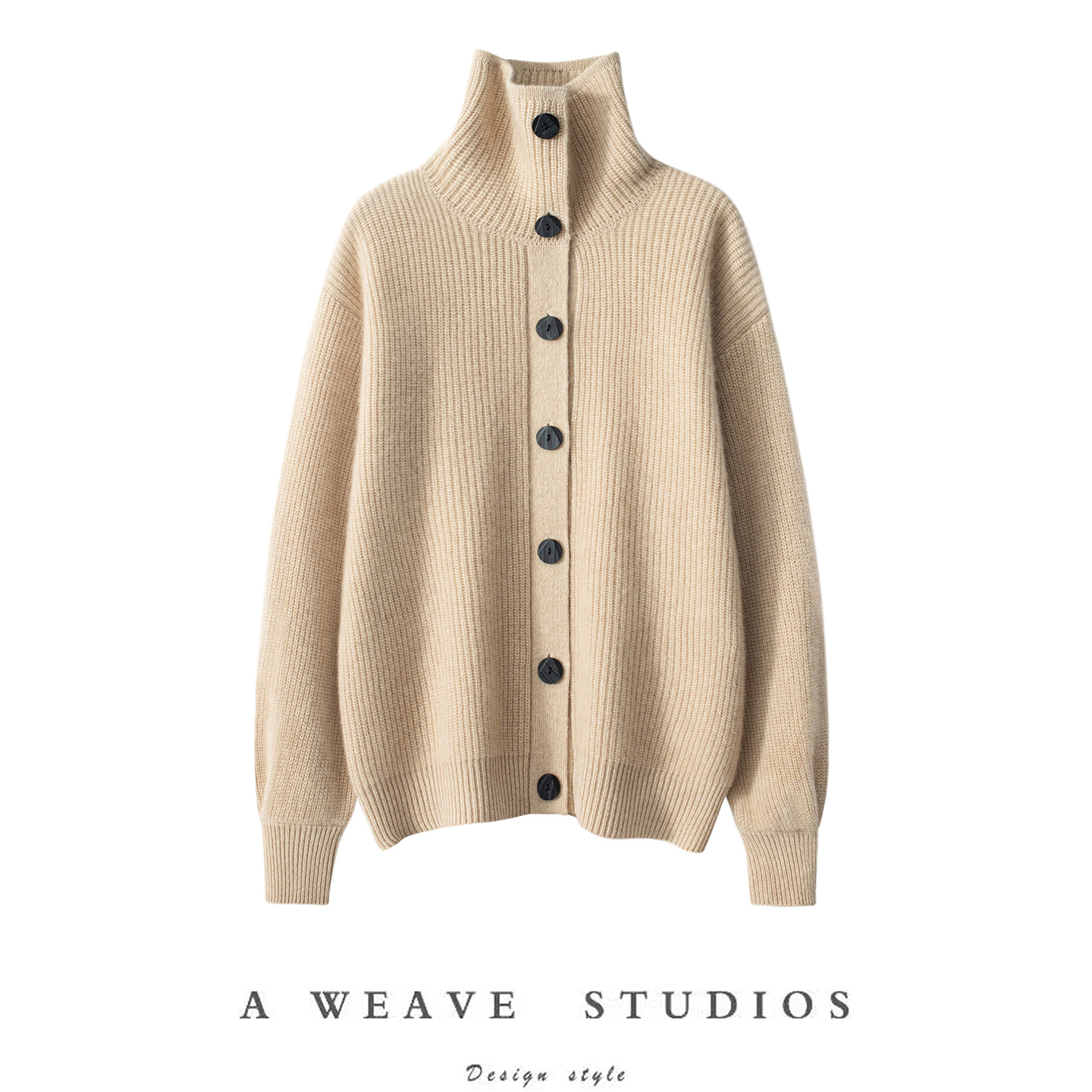 重磅秋冬女士100%纯山羊绒元宝针加厚开衫外套宽松百搭休闲针织