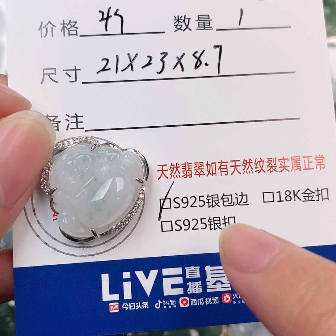 翡翠银S925镶嵌颈饰