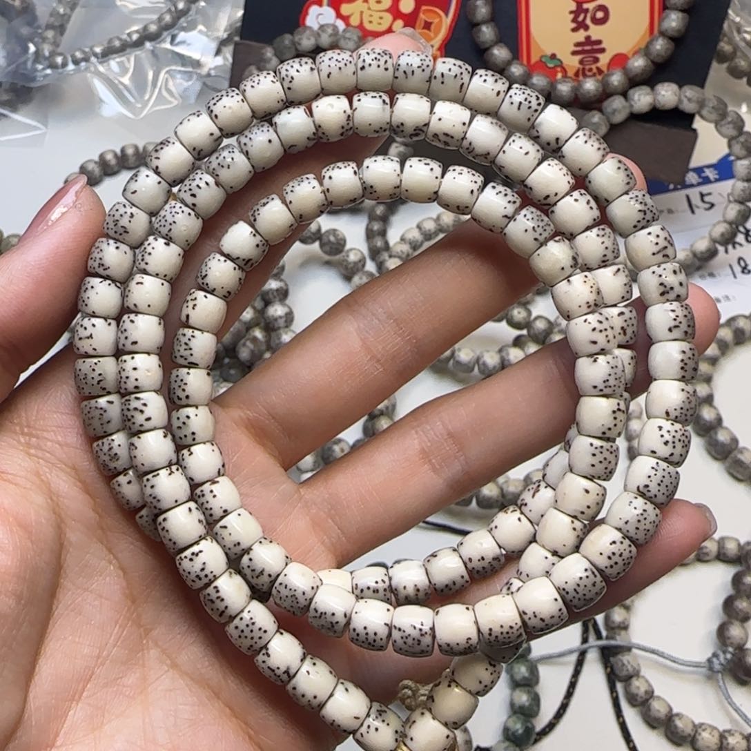 星月菩提手串石玉大留白直切7×6长条108