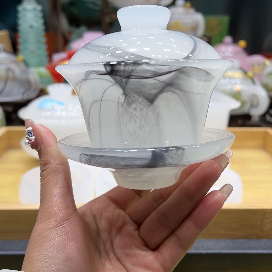 不带礼盒水墨盖碗
