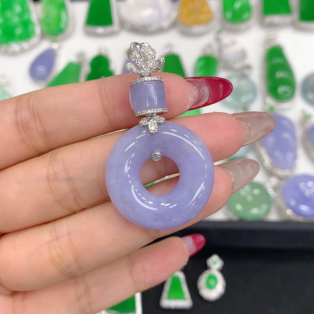 翡翠颈饰18K金镶嵌111111111