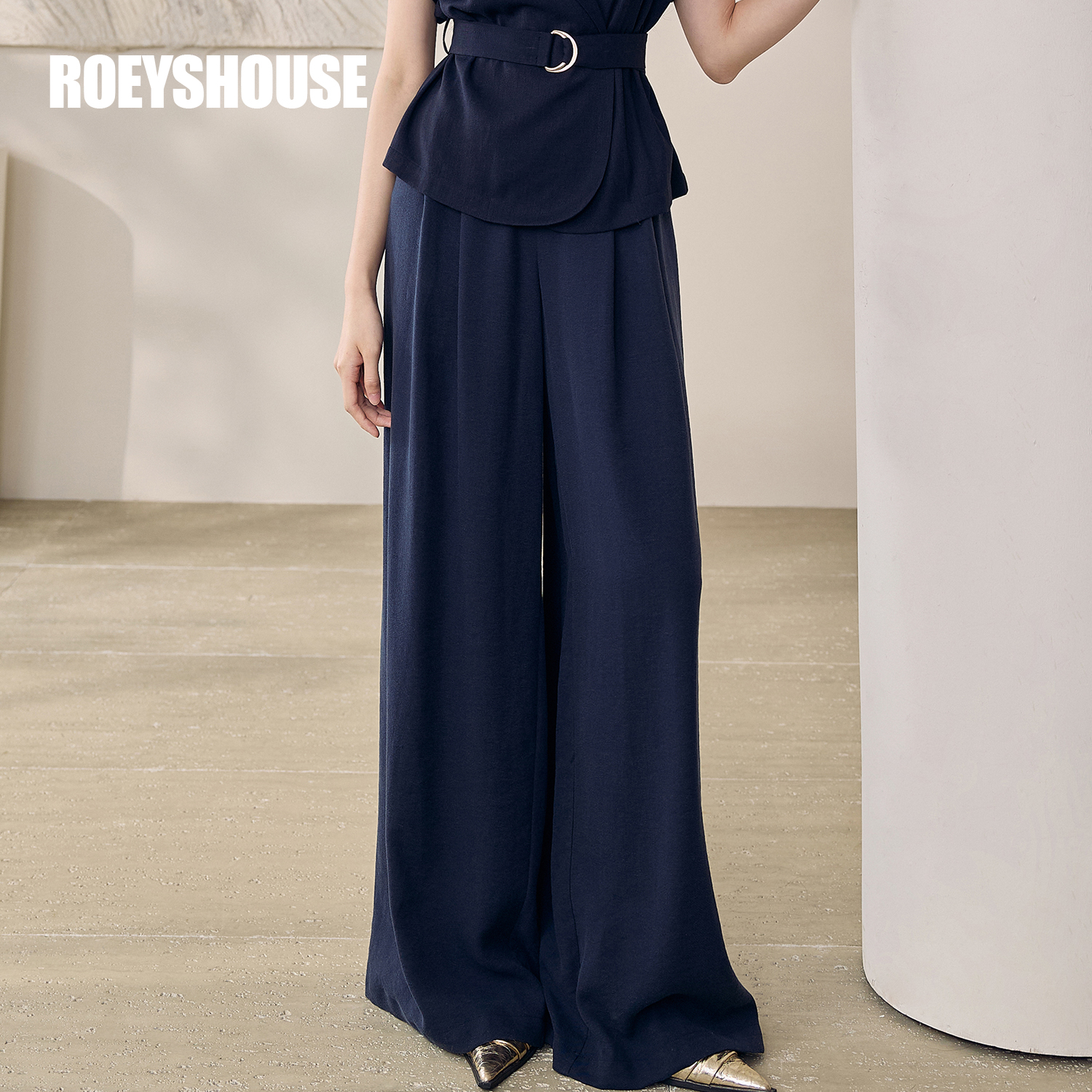 【雅然严选】罗衣时尚百搭慵懒感阔腿裤2025夏季新款高腰长裤12460