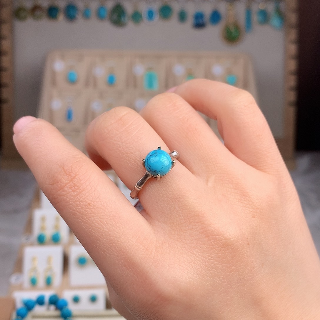 绿松石戒指银S925镶嵌