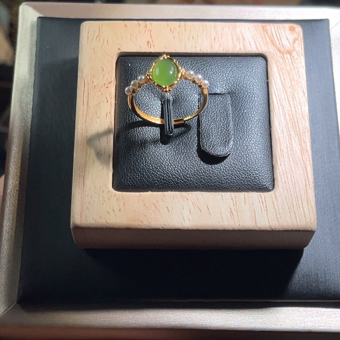 和田玉碧玉戒指银S925镶嵌