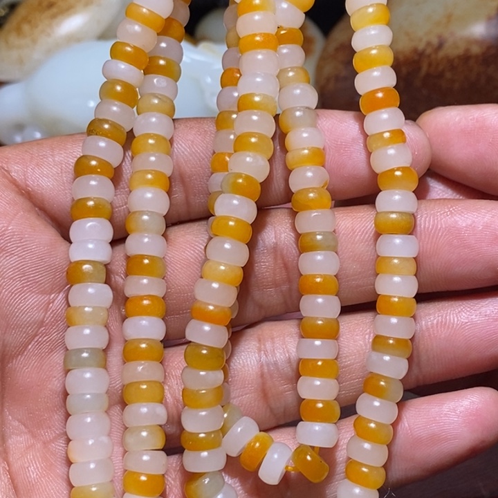 和田玉7-4算盘珠项链未镶嵌