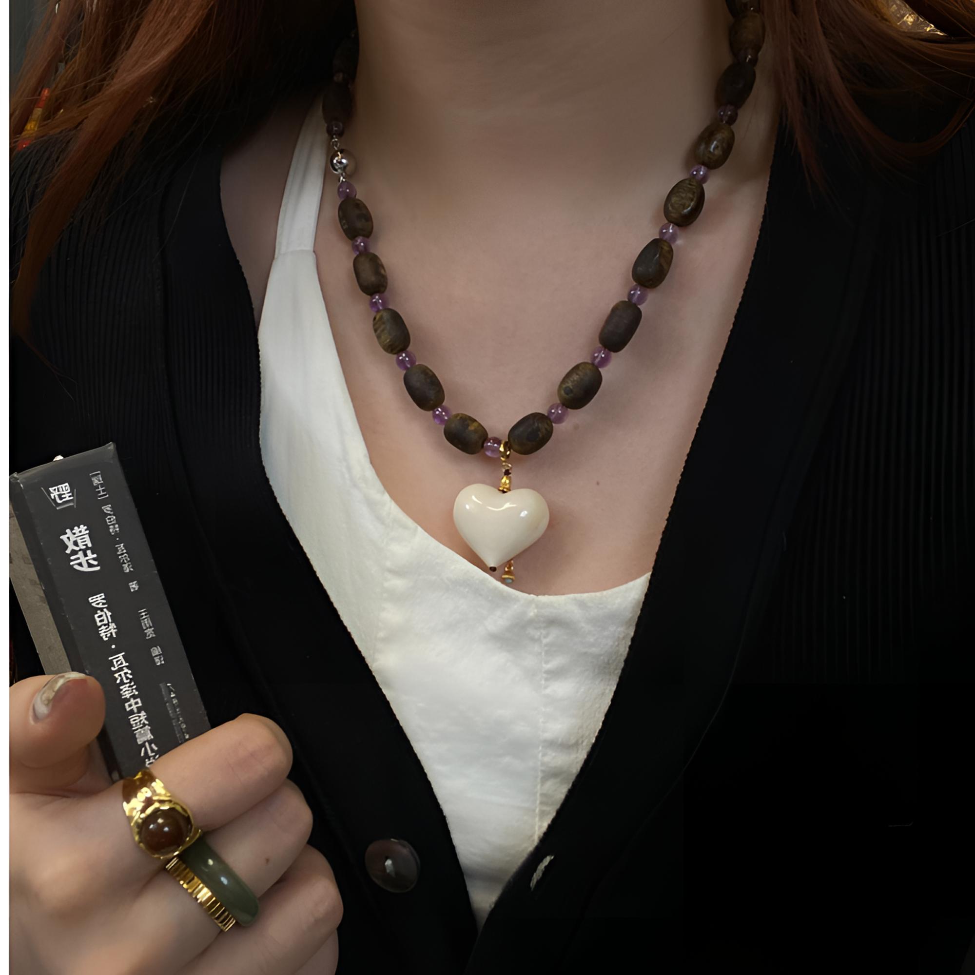 猛犸象牙爱心吊坠设计款配挂扣