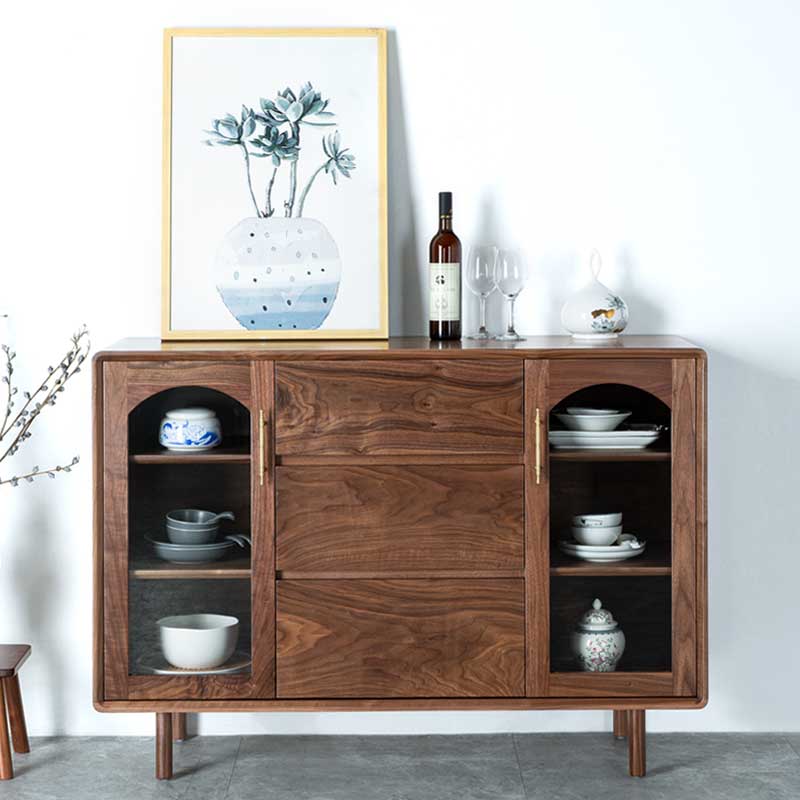 128北美黑胡桃新中式矮柜客厅家用简约书房橱柜餐边柜