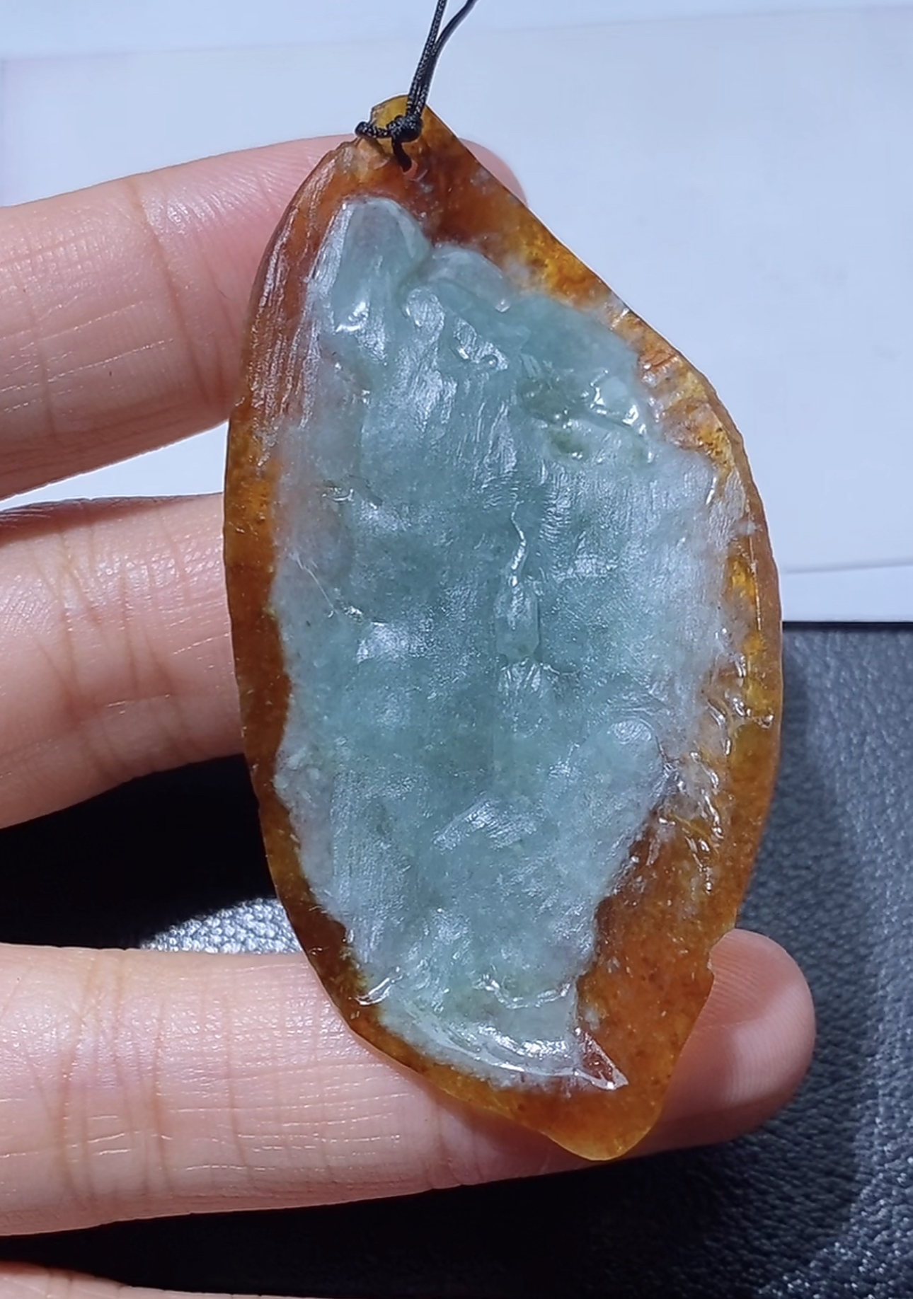 天然俏色黄皮蓝肉悟道