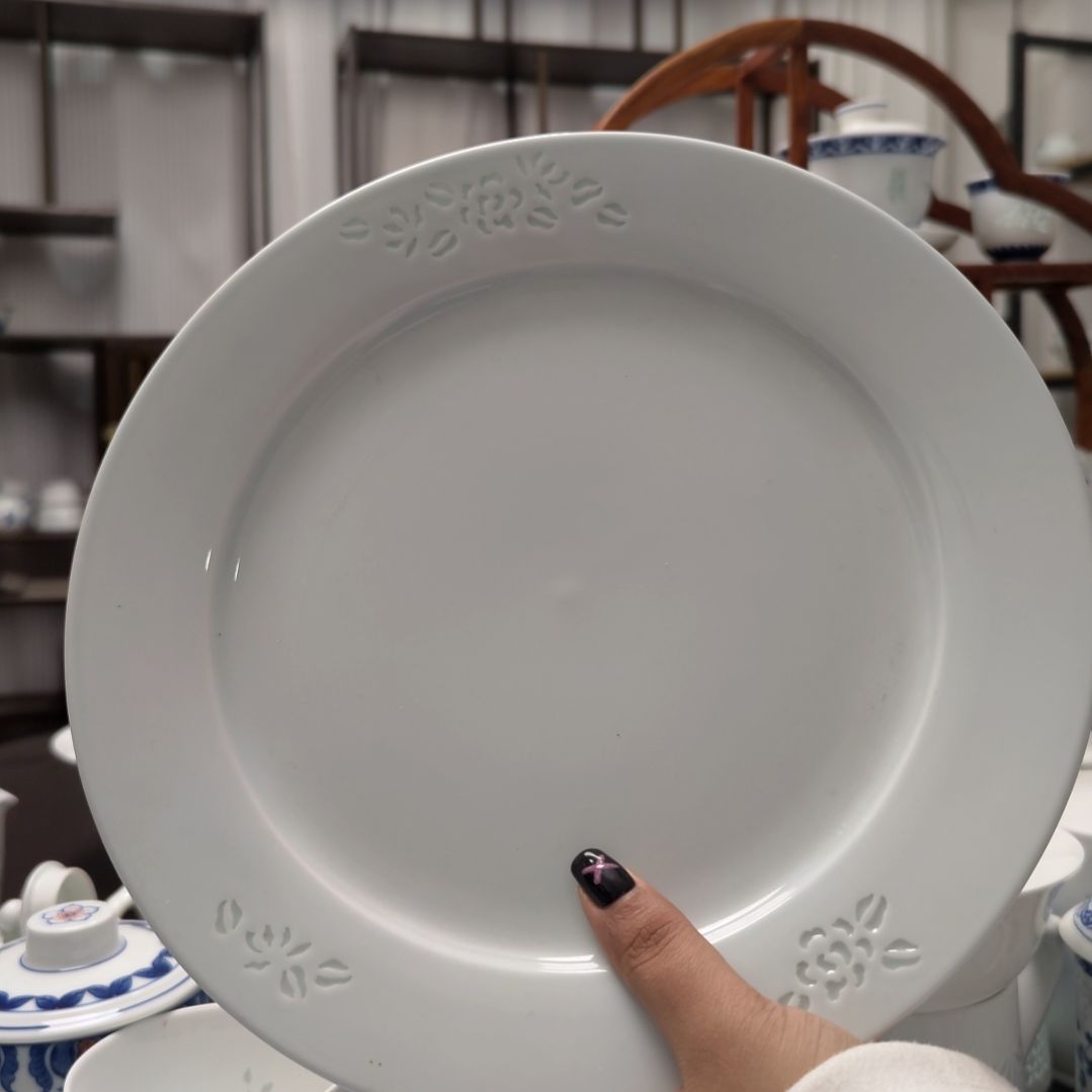 陶瓷玉牡丹10寸平盘一个