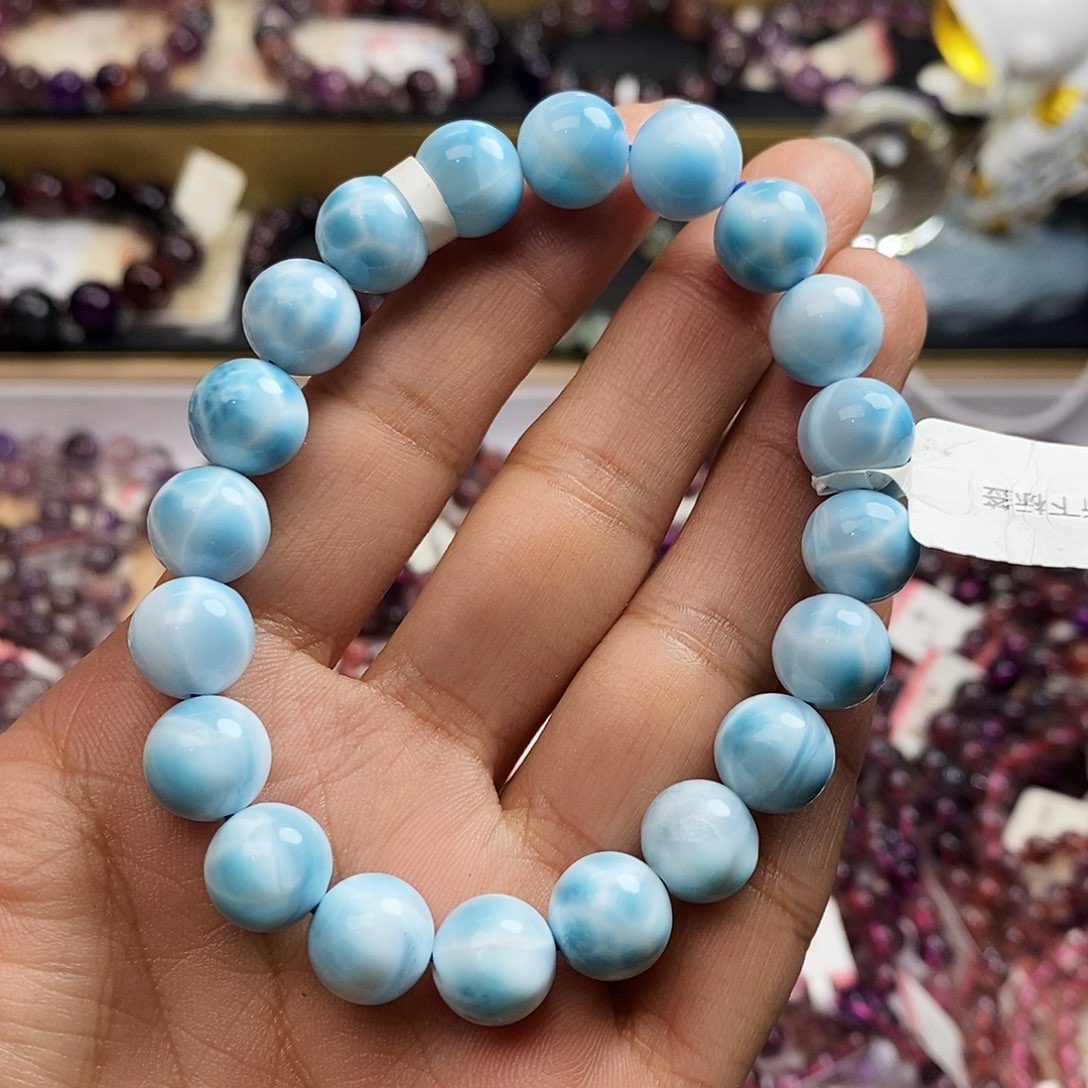 未镶嵌针钠钙石（海纹石）手链高货海纹石10m+ HW188