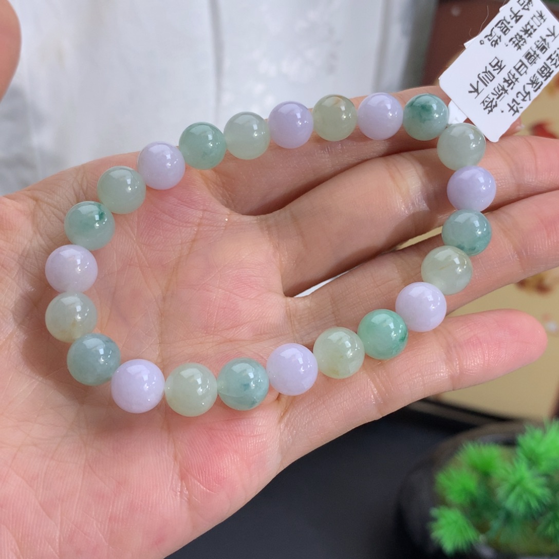 翡翠未镶嵌手串卡8胶润多宝手串