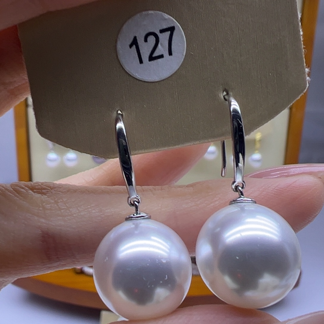 银S925镶嵌耳饰淡水珍珠